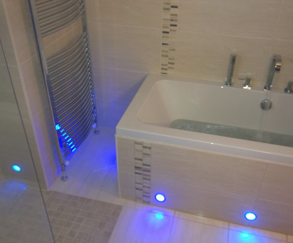 wet room lighting. bangor wet room design. our lighting